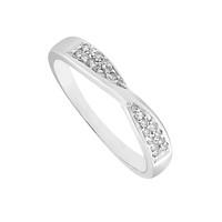 9ct white gold pav diamond twist ring