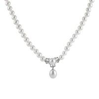 9ct white gold freshwater cultured pearl and diamond pearl necklace