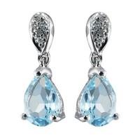 9ct white gold aquamarine and diamond earrings