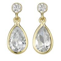 9ct gold cubic zirconia drop earrings
