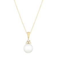 9ct gold white freshwater cultured pearl and diamond pendant