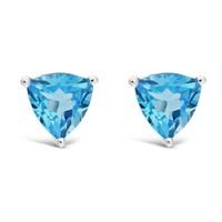 9ct white gold trilliant blue topaz stud earrings