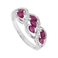 9ct white gold marquise ruby and 0.22 carat diamond ring