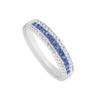 9ct white gold sapphire and 0.19 carat diamond ring