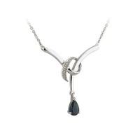 9ct white gold sapphire and diamond necklace
