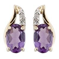 9ct gold amethyst and diamond earrings