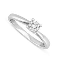 9ct white gold round brilliant diamond floral cluster ring