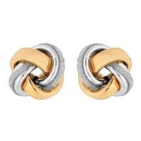 9ct rose gold and white gold knot earrings