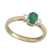 9ct gold emerald and 0.15 carat diamond ring