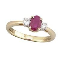 9ct gold ruby and 0.15 carat diamond ring