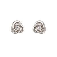 9ct white gold cubic zirconia knot earrings