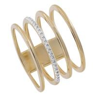 9ct two colour gold ladies diamond fancy four row ring