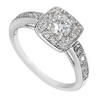 9ct white gold 0.50 carat diamond halo ring