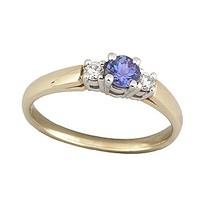 9ct two colour gold diamond and tanzanite ring