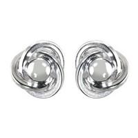 9ct white gold knot ball earrings