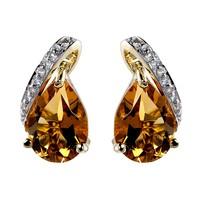 9ct white gold citrine and diamond earrings