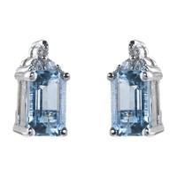 9ct white gold aquamarine and diamond stud earrings