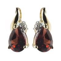 9ct gold garnet and diamond teardrop stud earrings