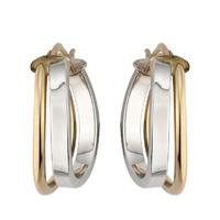 9ct two colour gold square edge hoop earrings