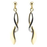 9ct two colour gold drop earrings