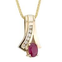 9ct gold ruby and diamond pendant