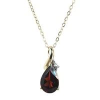 9ct gold garnet and diamond teardrop pendant