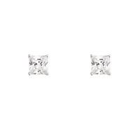 9ct white gold square cubic zirconia solitaire earrings