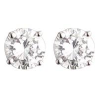 9ct white gold round cubic zirconia solitaire stud earrings