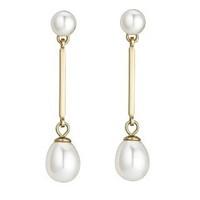 9ct gold freshwater cultured pearl bar drop earrings