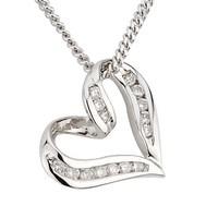 9ct white gold 0.19 carat diamond heart pendant