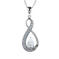 9ct white gold pear-shaped cubic zirconia swirl pendant