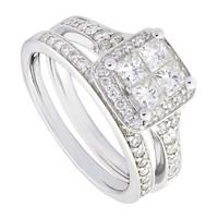 9ct white gold 1.00 carat diamond bridal set