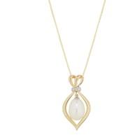 9ct two colour gold diamond and pearl pendant