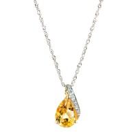 9ct gold citrine and diamond pendant