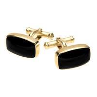 9ct Yellow Gold and Whitby Jet Barrel Cufflinks