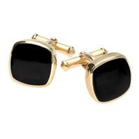 9ct Yellow Gold Whitby Jet Square Cushion Cufflinks