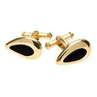 9ct Yellow Gold and Whitby Jet Freeform Pear Cufflinks