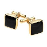 9ct Yellow Gold and Whitby Jet Square Cufflinks