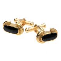 9ct Yellow Gold and Whitby Jet Dodgem Cufflinks