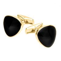 9ct Yellow Gold Whitby Jet Curved Triangle Cufflinks
