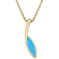 9ct Yellow Gold Turquoise Toscana Marquise Drop Necklace