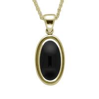 9ct Yellow Gold And Whitby Jet Ribbed Oval Necklace