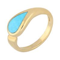 9ct Yellow Gold Turquoise Toscana Offset Teardrop Ring