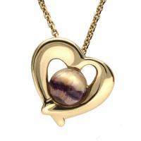 9ct Yellow Gold And Blue John Abstract Heart Necklace