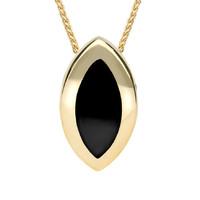 9ct Yellow Gold And Whitby Jet Framed Marquise Necklace