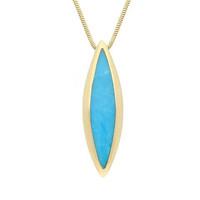 9ct Yellow Gold Turquoise Toscana Long Marquise Necklace