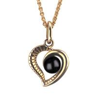 9ct Rose Gold Whitby Jet Half Ridged Heart Necklace