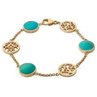 9ct Yellow Gold and Turquoise Flore Filigree Bracelet