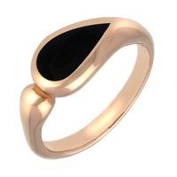 9ct Rose Gold And Whitby Jet Toscana Tear Drop Offset Ring