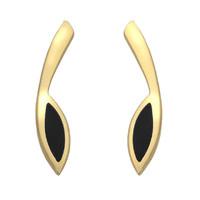 9ct Yellow Gold Whitby Jet Toscana Long Marquise Stud Earrings